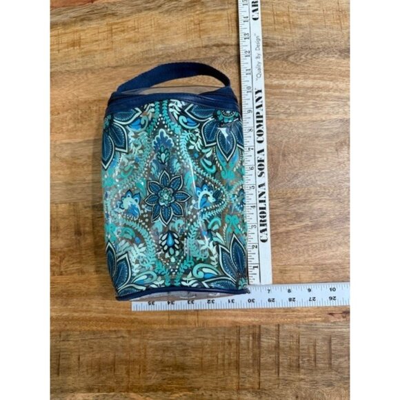 Vera Bradley Clear Lotion Bag Blue Floral Cosmetic Beach Zip Top See Thru PVC - Picture 6 of 10